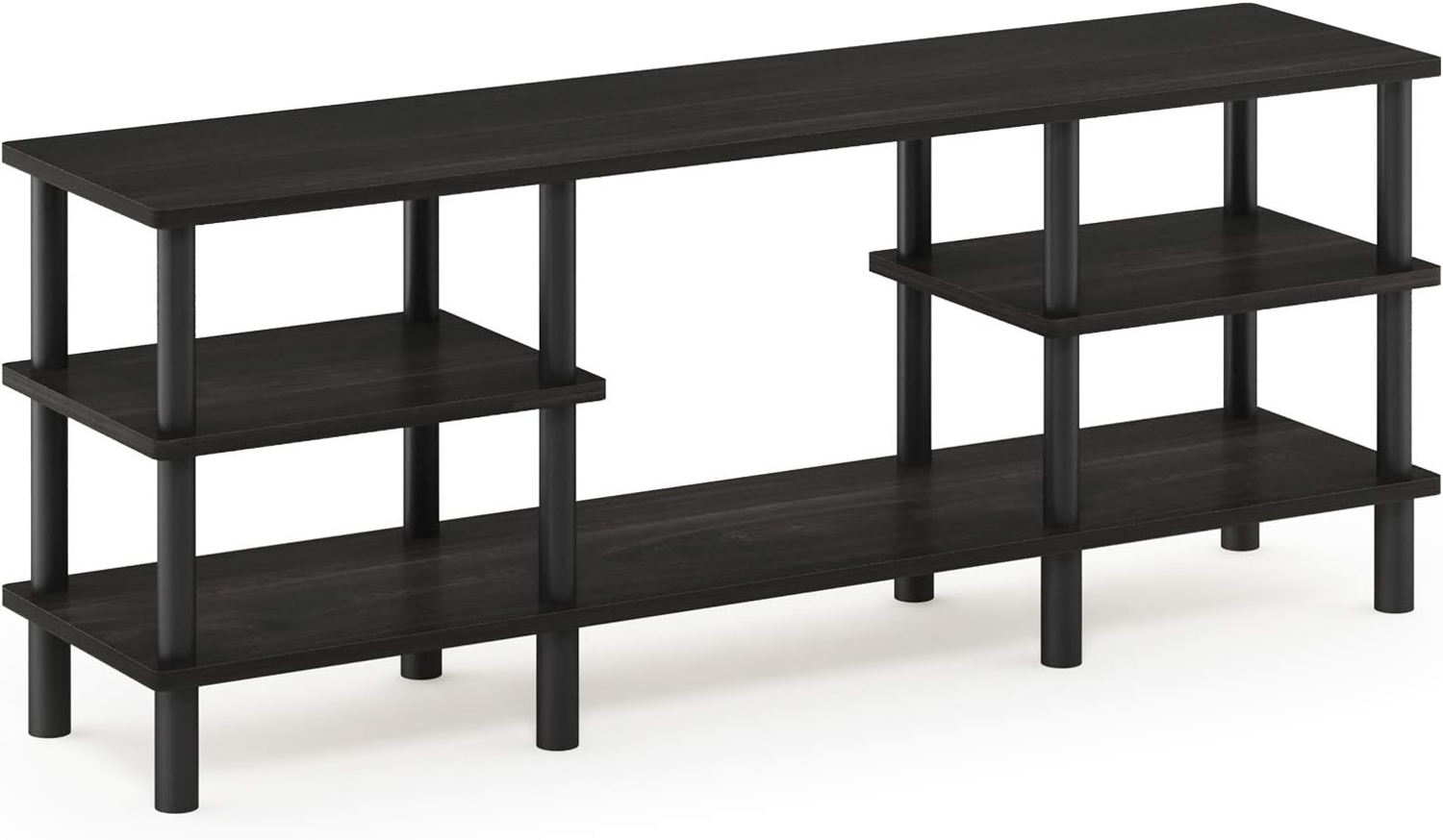 Furinno Mehrzweck-TV-Regal mit 3 Ebenen, holz, Espresso/Schwarz, 29. 49x119. 9x47. 09 cm Bild 1