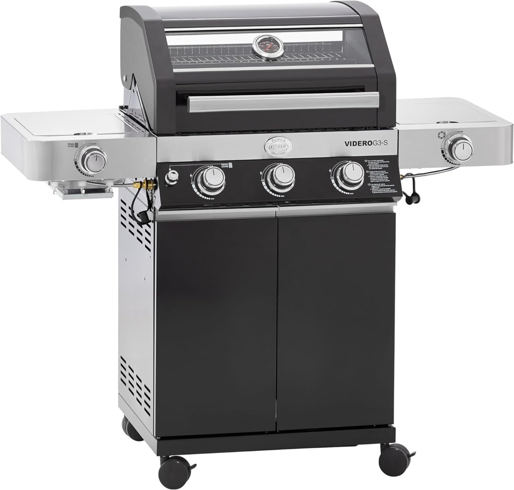 RÖSLE Gasgrill BBQ-Station VIDERO G3-S Schwarz Primezone , Seitenbrenner Bild 1