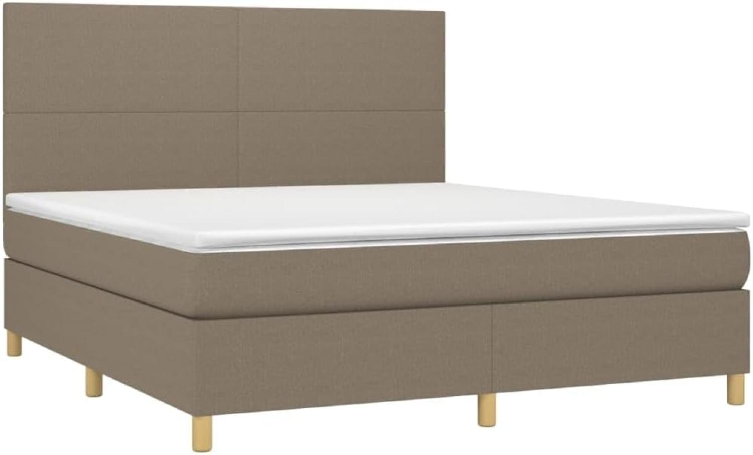 vidaXL Boxspringbett mit Matratze Taupe 160x200 cm Stoff 3142189 Bild 1