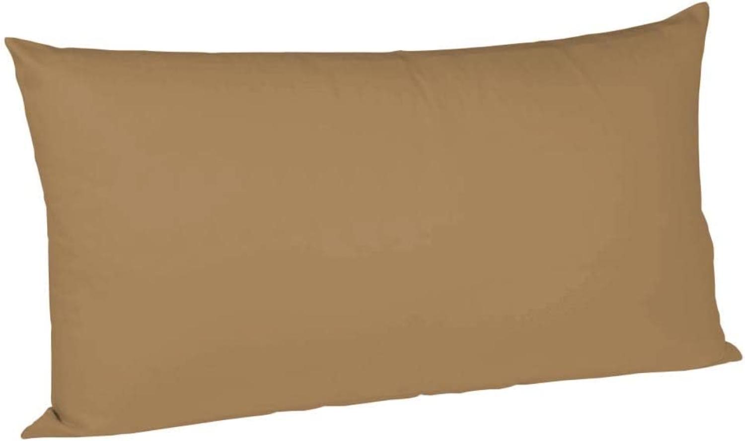 2 Stück Fleuresse Mako-Satin Kissenbezüge 40x80 cm uni mit RV DP 4033 sand Bild 1