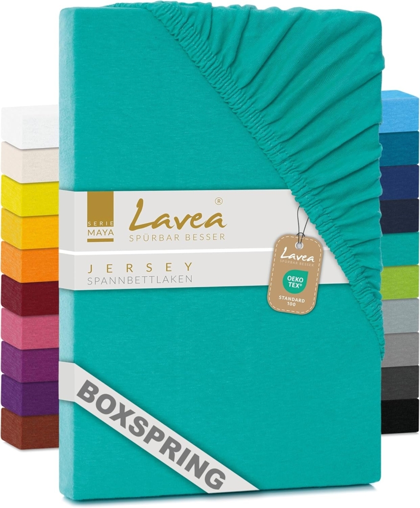 Lavea Spannbettlaken Maya, in Gr. 60x140, 90x200, 120x200, 140x200, 180x200 oder 200x220 cm, Baumwolle, Gummizug: rundum, (1 Stück), Jersey Spannbetttuch für Topper, Boxspring- und Wasserbetten Bild 1