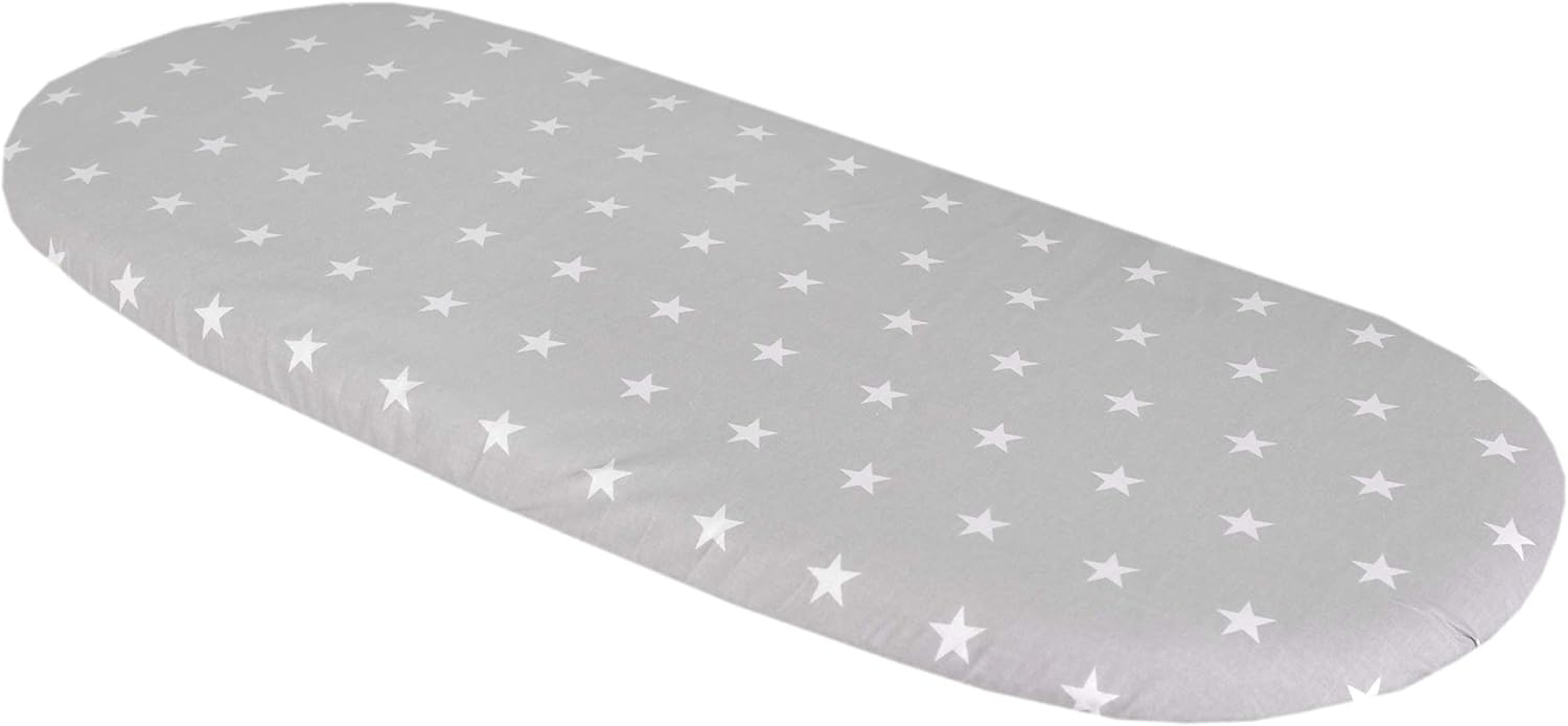 Medi Partners Baby Spannbettlaken Kinderwagen Laken 86x40 Bettlaken Stubenwagen - 100% Baumwolle Fitted Sheet für Beistellbett Babybett Bezug (weiße Sterne mit grauem) Bild 1