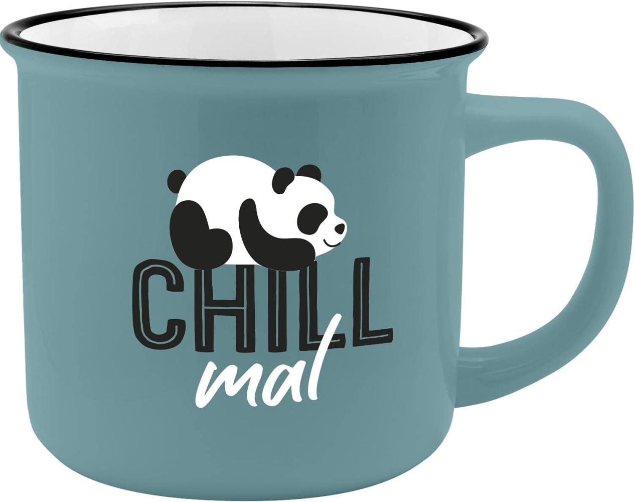 GRUSS & CO Becher Motiv "Chill mal" | New Bone China Porzellan, Emaille-Optik, 35 cl | Geschenk lustig | 47516 Bild 1