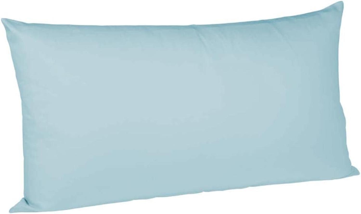 2 Stück Fleuresse Mako-Satin Kissenbezüge 40x80 cm uni mit RV DP 6058 eisblau Bild 1