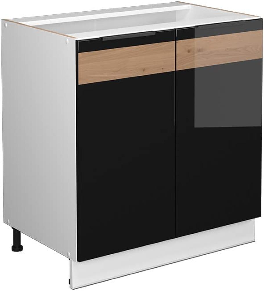 Vicco Unterschrank Küchenschrank Küchenmöbel Fame-Line Weiß Schwarz Eiche 80 cm modern Hochglanz Bild 1