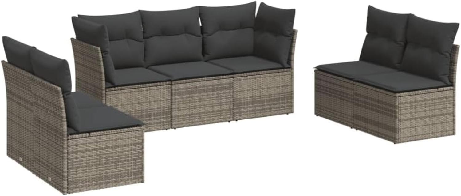 vidaXL 7-tlg. Garten-Sofagarnitur mit Kissen Grau Poly Rattan 3249249 Bild 1