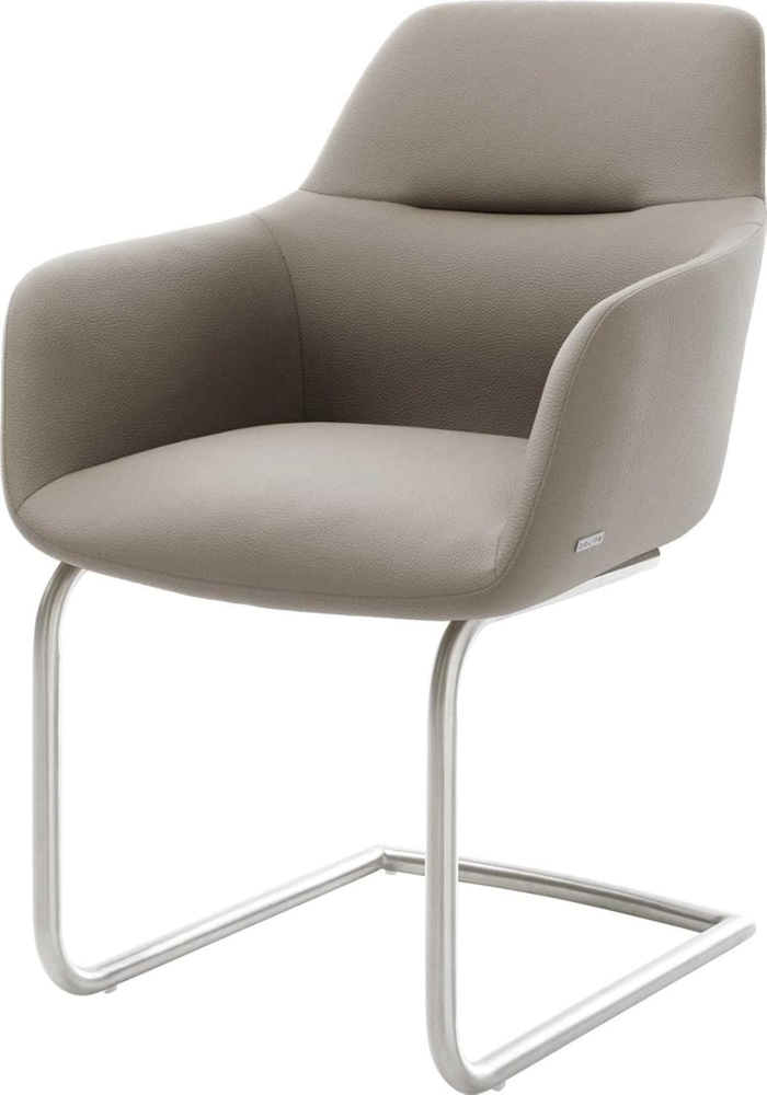 Freischwinger Pejo-Flex Echt-Leder Schlamm Freischwinger rund Edelstahl Taschenfederkern Bild 1