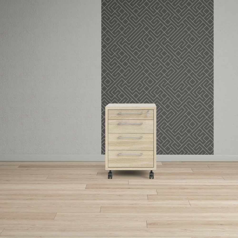 Dmora Solange Kommode, Mehrzweckwoche, Schlafzimmer-Kommode, Schrank mit Schubladen, 49 x 48 x 68 cm, Eiche, Melaminspanplatte Bild 1