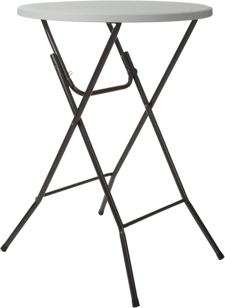 Stabiler weißer Stehtisch Ø 80 cm zum Klappen, Kunststoff mit Stahlgestell Bild 1