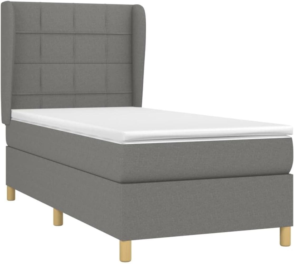 vidaXL Boxspringbett mit Matratze Dunkelgrau 90x190 cm Stoff 3128486 Bild 1