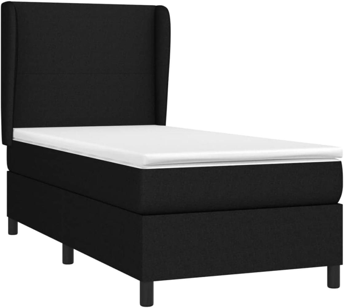 vidaXL Boxspringbett mit Matratze Schwarz 90x190 cm Stoff 3127767 Bild 1