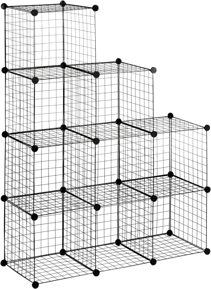 HOMCOM Steckregal Steckregal aus Stahldraht, DIY Würfelregal, 9 Fächer, Schuhregal 9-tlg, Schwarz, 35 x 35 x 35 cm je Würfel Bild 1