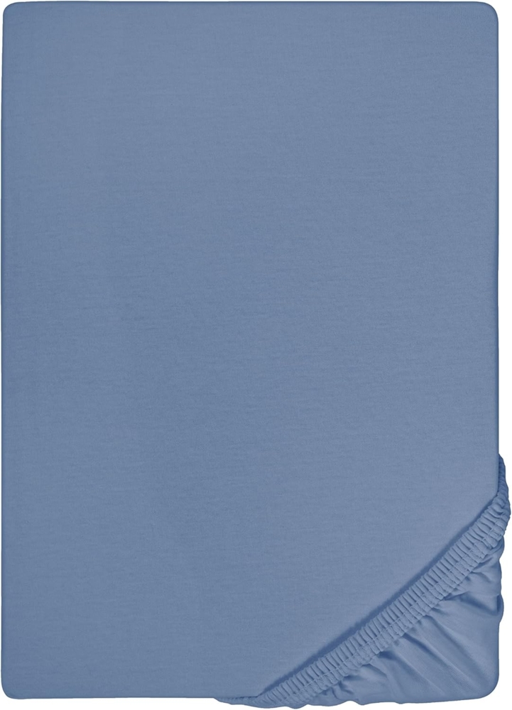 biberna Feinjersey-Spannbetttuch 0077144, blau, 1 x 90 x 190 cm - 100x200 cm Bild 1