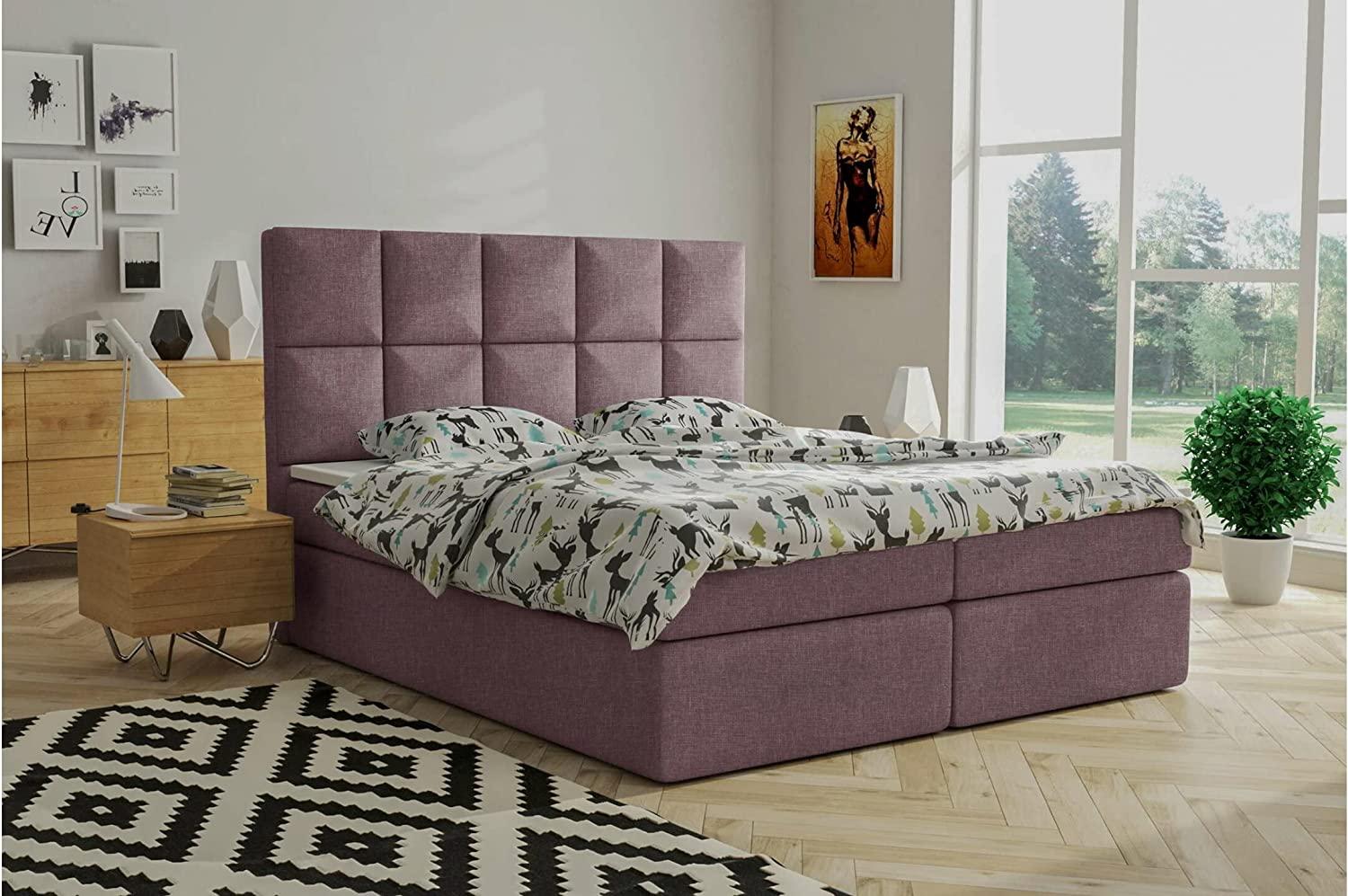 Stylefy 'Spirit' Boxspringbett ohne Topper, Strukturstoff Sawana Violett 140x200 Bild 1