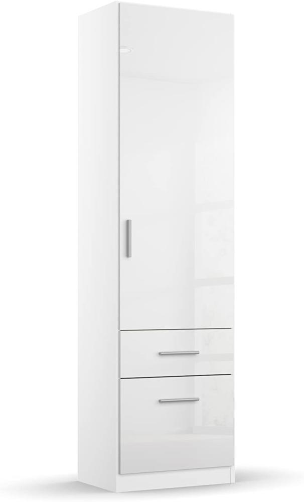 Rauch Möbel Celle Schrank Drehtürenschrank in Weiß / Hochglanz Weiß, 1-türig mit 2 Schubladen, inkl. Zubehörpaket Basic 1 Kleiderstange, BxHxT 47x197x54 cm Bild 1