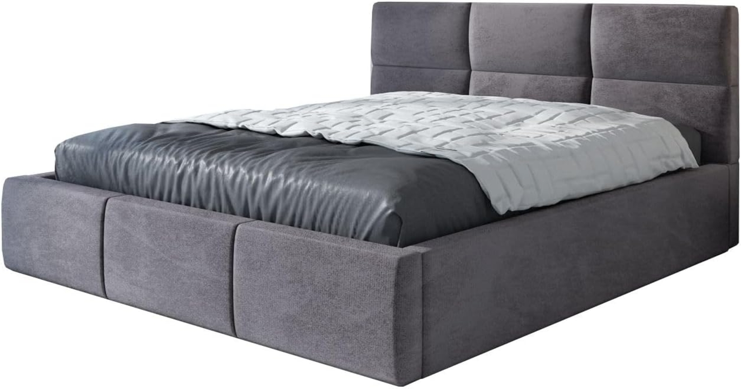 Polsterbett EMILI-OM 140x200 mit Bettkasten und Lattenrost. Farbe: Grau 16 Bild 1