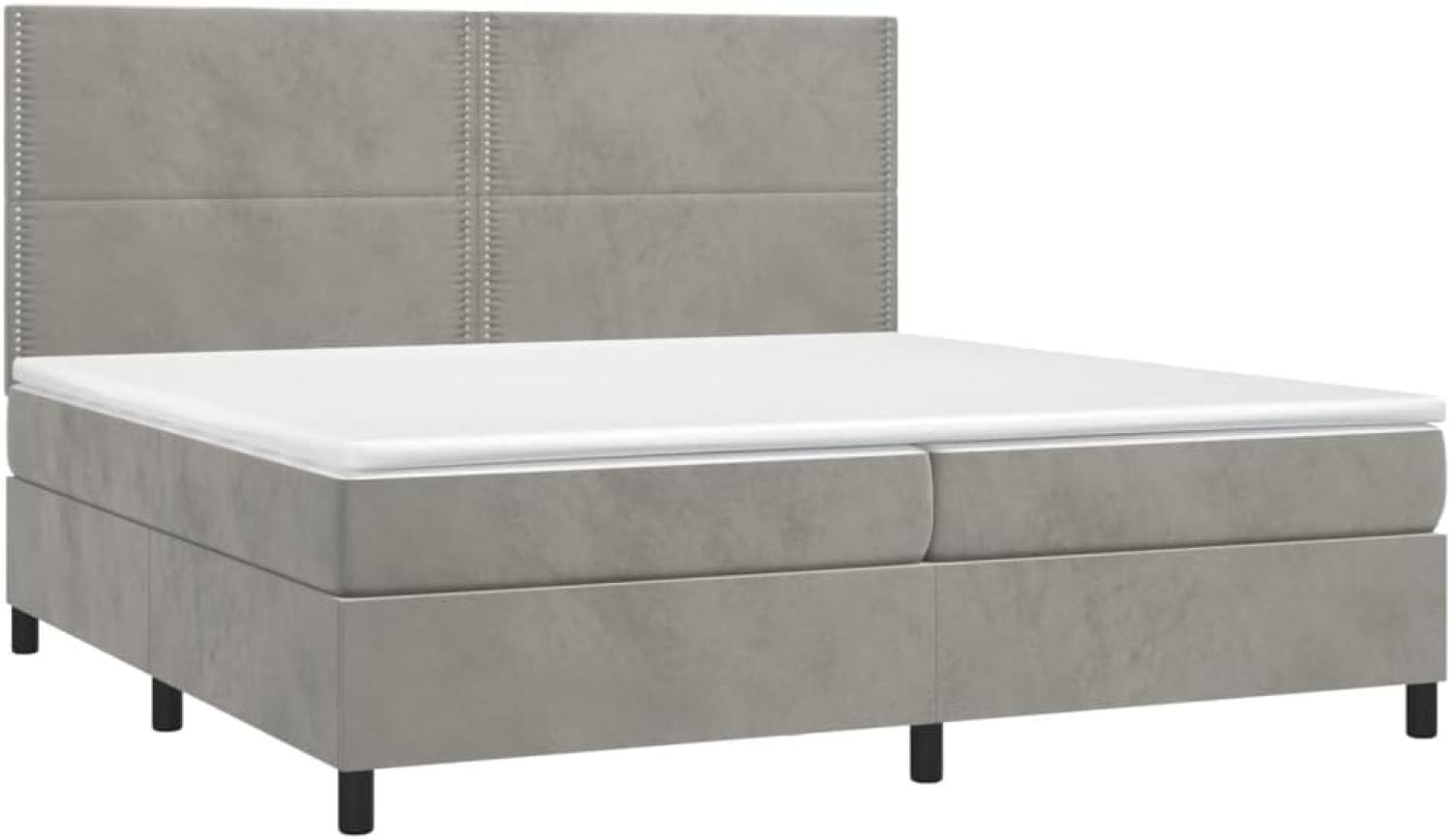 vidaXL Boxspringbett mit Matratze Hellgrau 200x200 cm Samt, Härtegrad: H2 [3142983] Bild 1