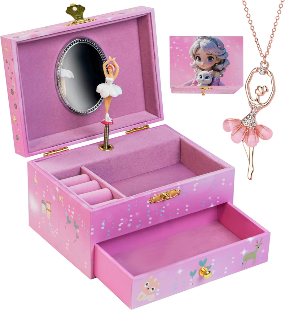 AdelDream Schmuckkasten Musik-Aufbewahrungsbox mit Einhorn Engelsflügeln Bild 1
