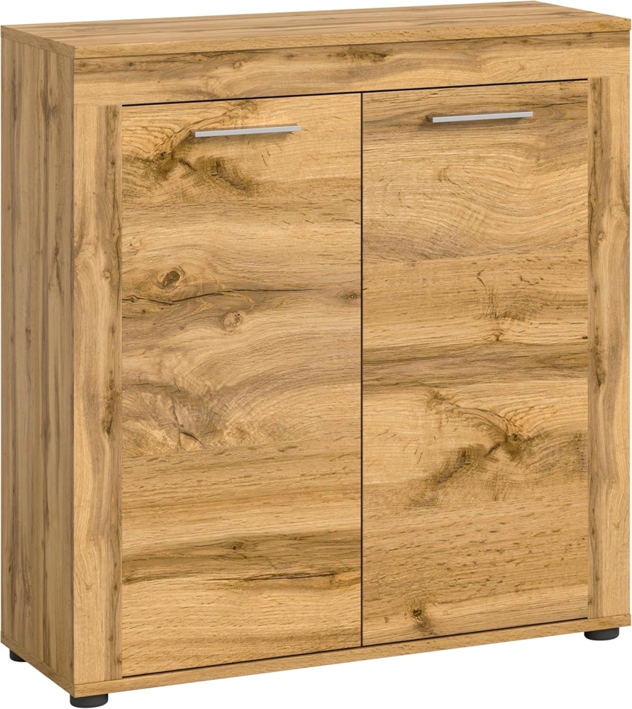 xonox. home Wohnen Jam X8BM9T20 Highboard Hochkommode Wohnzimmerschrank Hochschrank in Wotan Eiche Melamin, ca. B/H/T: 80 x 88 x 35 cm Bild 1