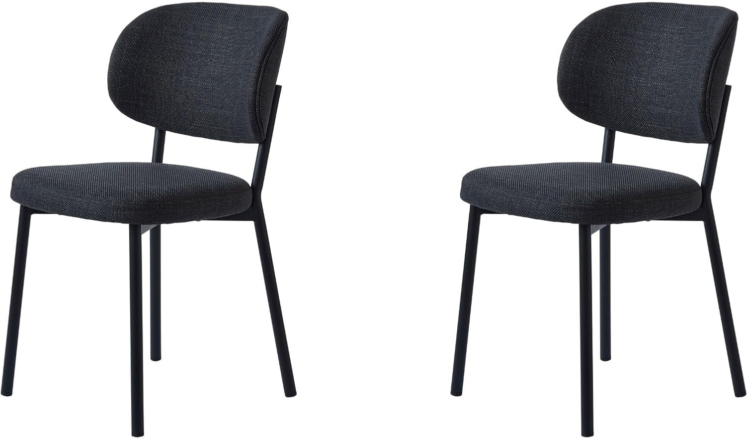 FJORDFORM Esszimmerstühle, 2er Set, Küchenstuhl, Polsterstuhl, Wohnzimmerstuhl mit Rückenlehne, Sitzfläche aus Polyester, Metallbeine, Polyester, Dunkel grau, Perfekt für das Esszimmer Bild 1