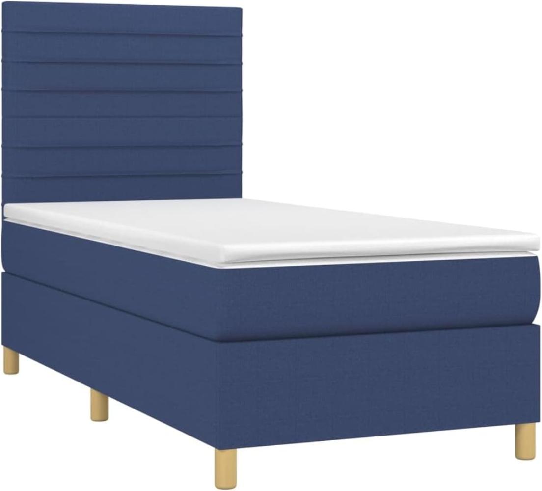 vidaXL Boxspringbett mit Matratze Blau 90x200 cm Stoff 3142391 Bild 1