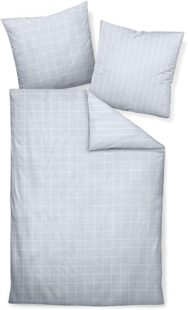 Janine Wendebettwäsche Karo Streifen modern classic|Kissenbezug einzeln 40x80 cm| platin Bild 1