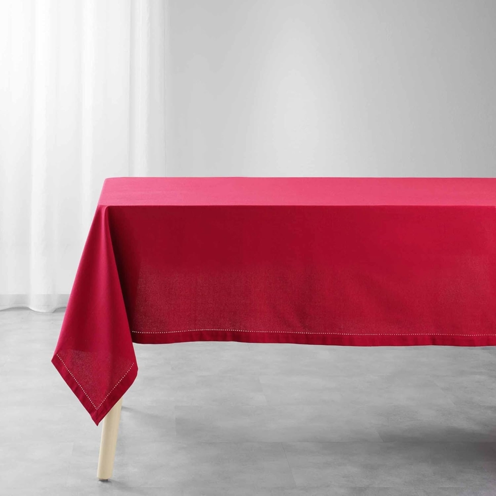 Douceur d'Intérieur, Tischdecke, rechteckig, 140x240 cm, Rot, Baumwolle, Uni, Charline Bild 1
