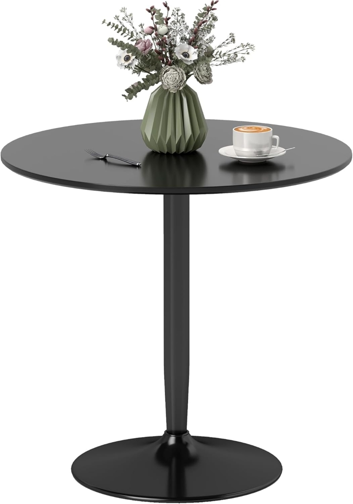 HOMCOM Esstisch Rund, für 2 Personen, mit Stahlbein, Rutschfester Fußauflage (Küchentisch, 1-St, Esszimmertisch), für Esszimmer, Schwarz Bild 1