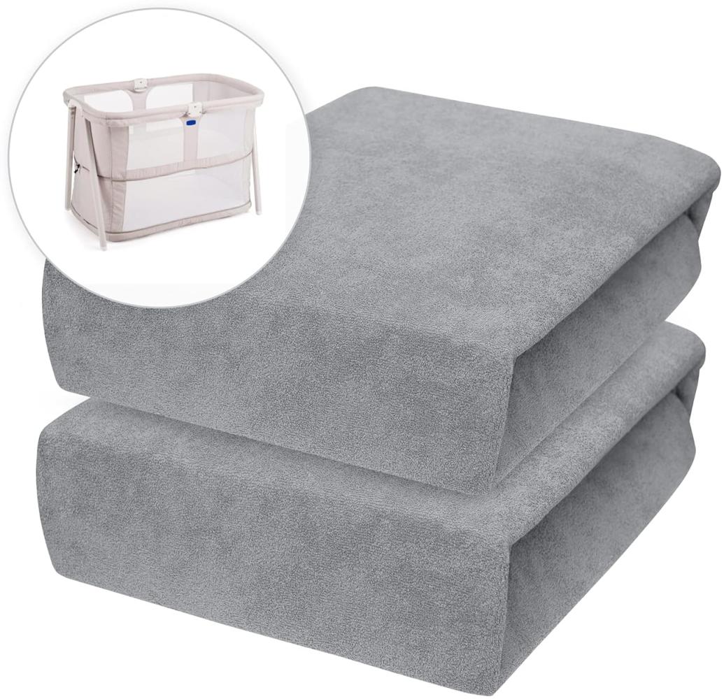 2 x Baby Comfort Frottee Spannbettlaken für 95x65 cm Reisebett Matratze (Grau) Bild 1