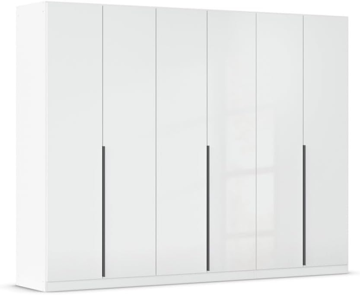 Rauch Möbel Alabama, Kleiderschrank, Garderobenschrank, 6-türig, Zubehör Basic, 3 Kleiderstangen, 6 Einlegeböden, Farbe Hochglanz Weiß/Weiß, Griff Grau metallic, 271 x 229 x 54 cm Bild 1