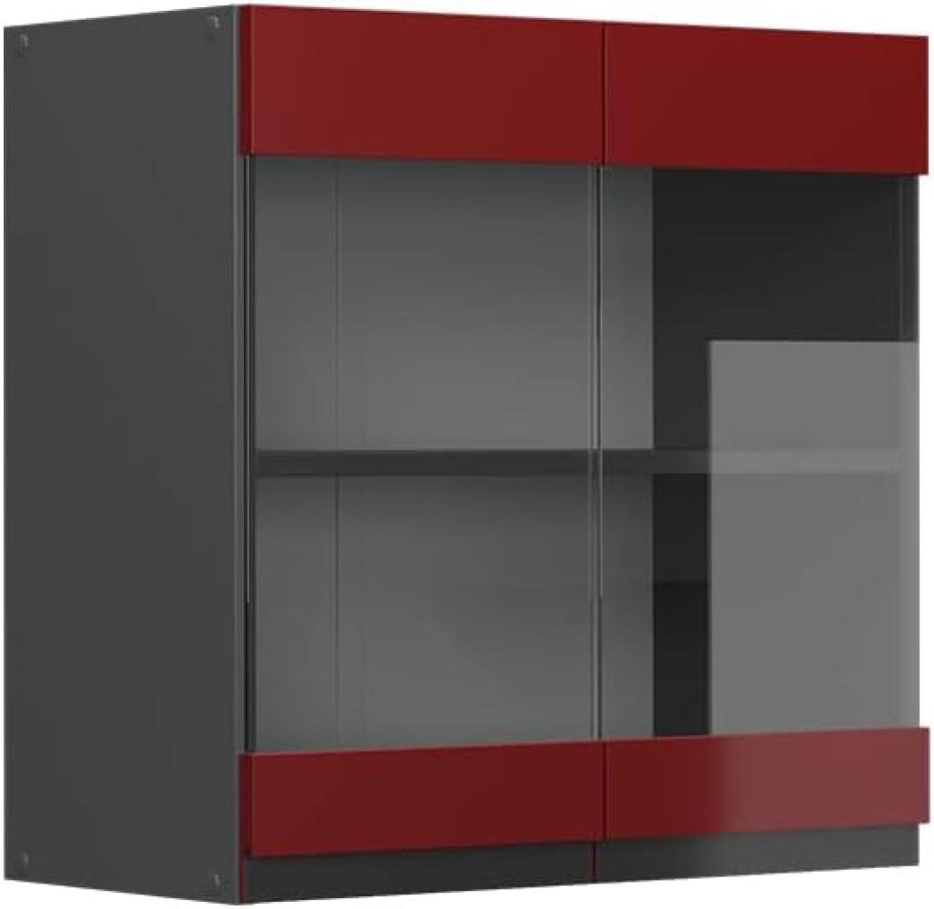 Vicco Glashängeschrank Küchenschrank Küchenmöbel R-Line J-Shape 60 cm modern (Anthrazit-Rot) Bild 1