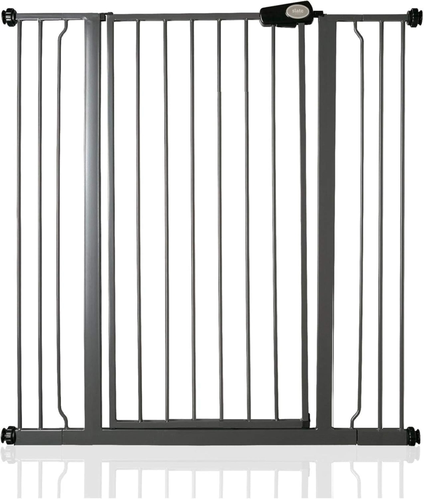Safetots Extrahoher Metall-Sicherheitsgitter, Druckmontage, 100. 8cm - 108. 4cm, Schiefergrau, 104cm Höhe, Extrahohe Treppengitter, Gitter für hohe Babys, Einfache Installation Bild 1