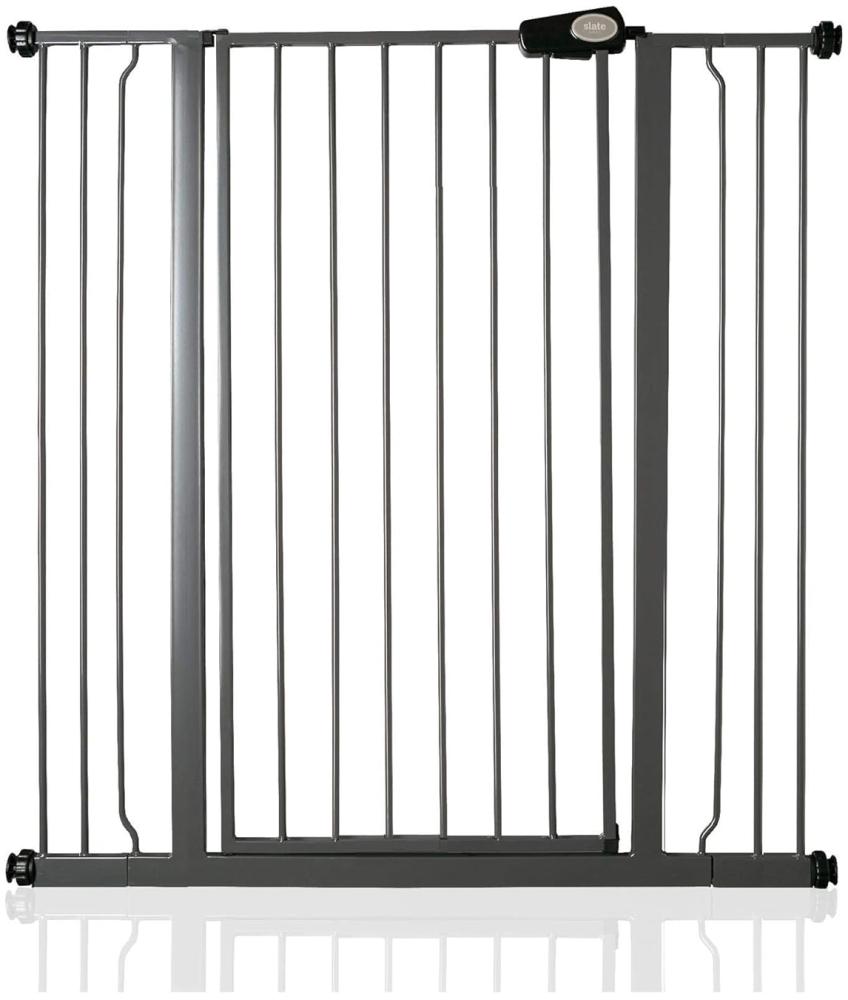 Safetots Extrahoher Metall-Sicherheitsgitter, Druckmontage, 100. 8cm - 108. 4cm, Schiefergrau, 104cm Höhe, Extrahohe Treppengitter, Gitter für hohe Babys, Einfache Installation Bild 1