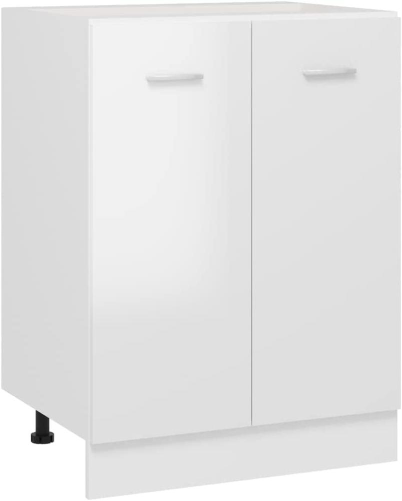 vidaXL Unterschrank mit 2 Regalböden Küche Schrank Küchenzeile Küchenmöbel Küchenschrank Küchenunterschrank Hochglanz-Weiß 60x46x81,5cm Holzwerkstoff Bild 1