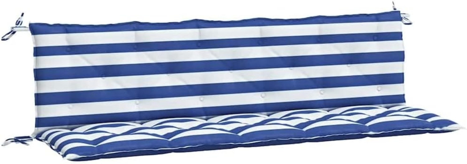 vidaXL Gartenbank-Auflagen, 2 Stk., Polyester, Blau / Weiß, 180 x 50 x 7 cm Bild 1