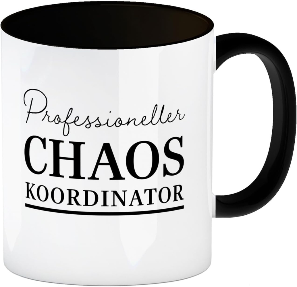 speecheese Tasse Chef Kaffeebecher in schwarz mit Spruch Professioneller Chaos Bild 1