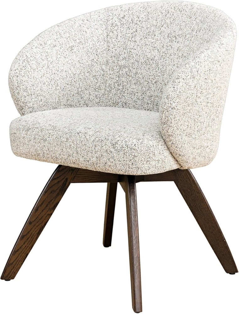 riess-ambiente Drehstuhl WALKÜRE beige - Strukturstoff, Federkernpolsterung, Armlehne, drehbar (Einzelartikel, 1 St), Polsterstuhl mit 180° Drehfunktion mit Rücklaufautomatik & Eichenbeine Bild 1