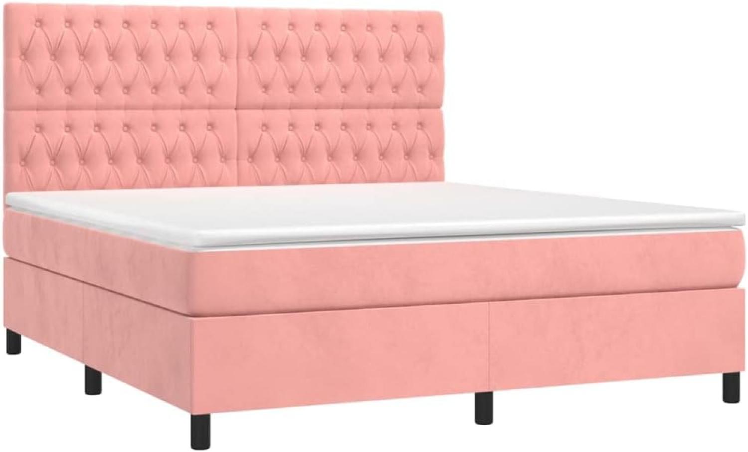 vidaXL Boxspringbett mit Matratze Rosa 180x200 cm Samt 3143222 Bild 1