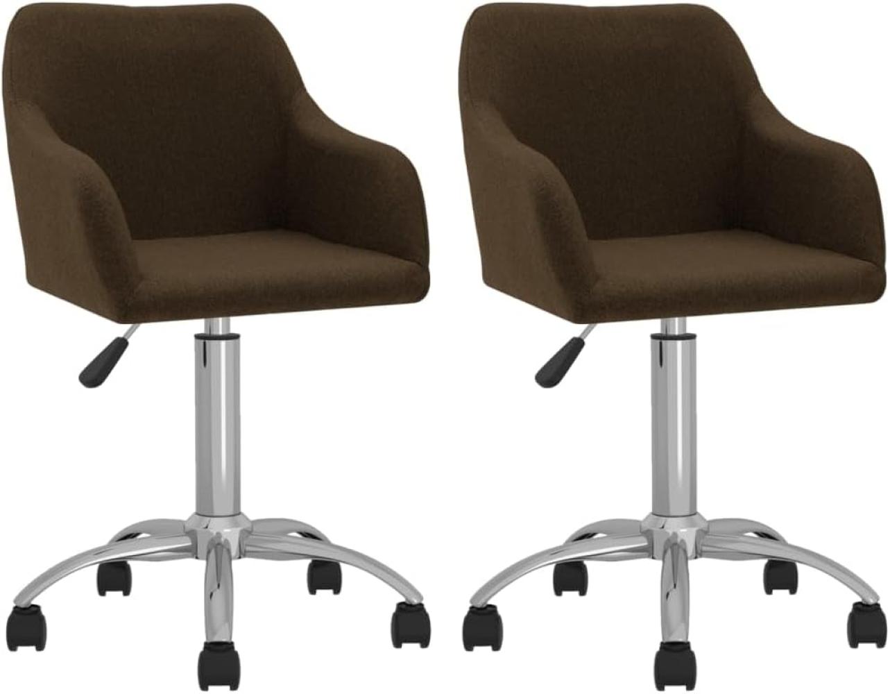 vidaXL Esszimmerstühle 2 Stk. Drehbar Dunkelbraun Stoff [330638] Bild 1