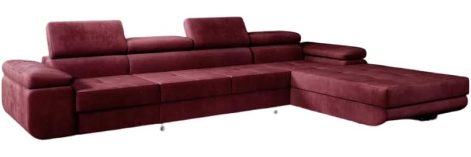 Designer Sofa Calvera Maxi mit Schlaf- und Klappfunktion (Samt) Bordeaux Rechts Bild 1