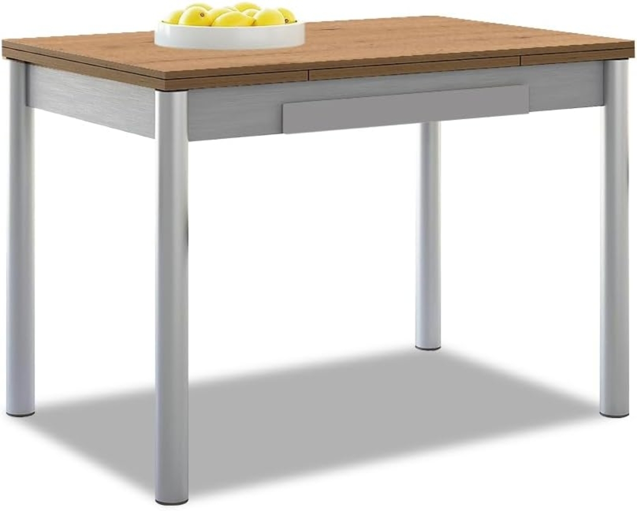 ASTIMESA Ausziehbarer Küchentisch, Aluminiumgestell, laminierter Deckel, Amazona, ideal für kleine Räume, 90x50 cm, ausziehbar 140x50 cm Bild 1