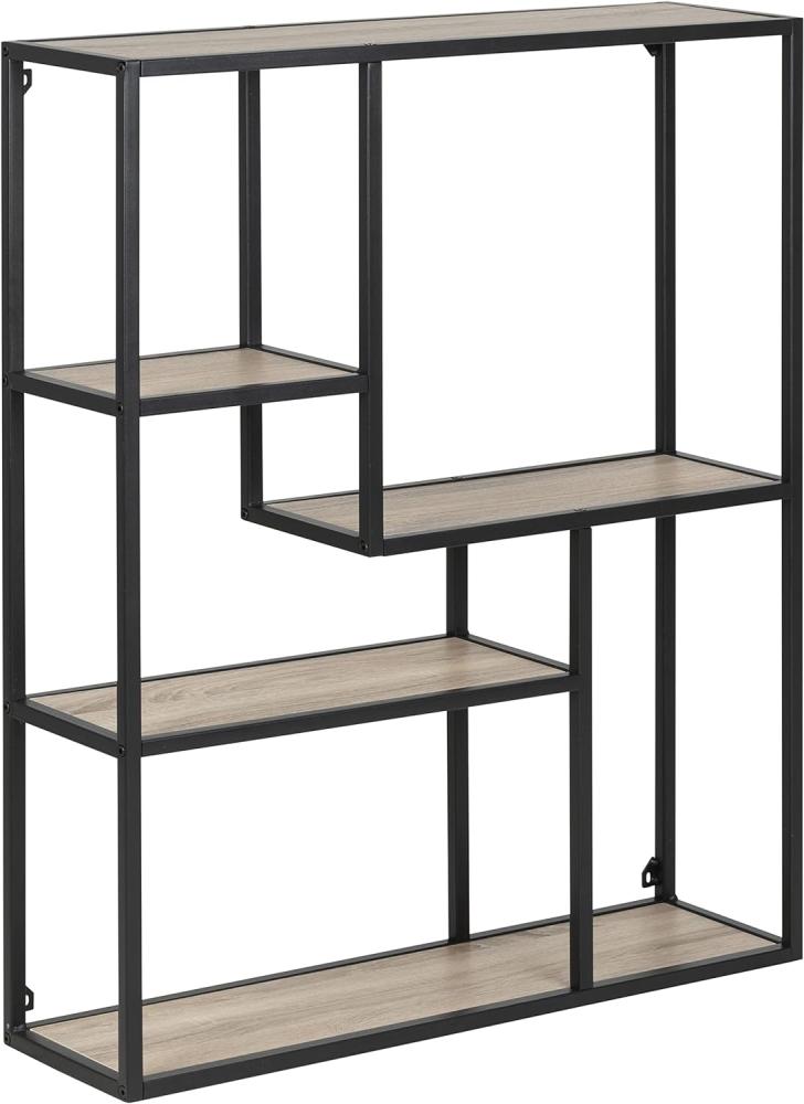 AC Design Furniture Jörn Asymmetrisches Wandregal mit 4 Ablagen, H: 91 x B: 75 x T: 20 cm, Sonoma Eiche Optik/Schwarz, Holz/Metall, 1 Stk. Bild 1