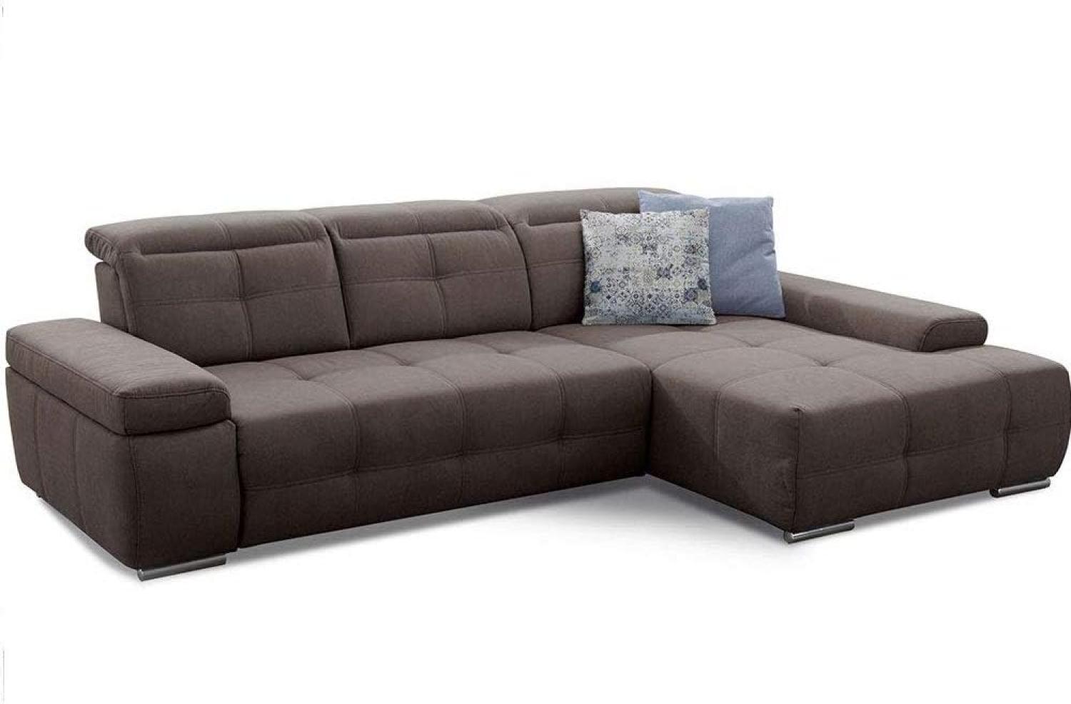 Cavadore Ecksofa Mistrel mit verstellbaren Kopfteilen, L-Form Sofa mit leichter Fleckentfernung dank Soft Clean, geeignet für Haushalte mit Kindern, Haustieren, 273 x 77 x 173, braun Bild 1