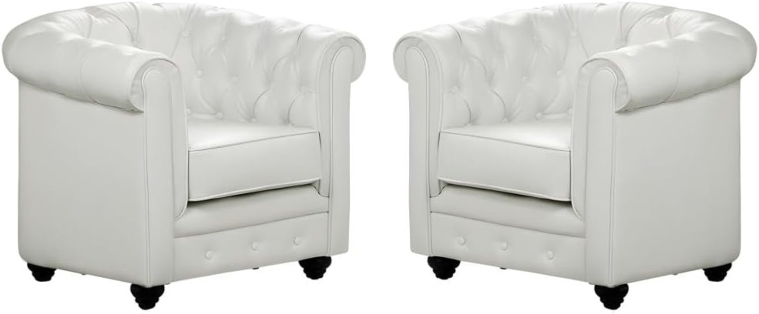 Vente-unique - Sessel 2er-Set - Kunstleder - Weiß - CHESTERFIELD Bild 1