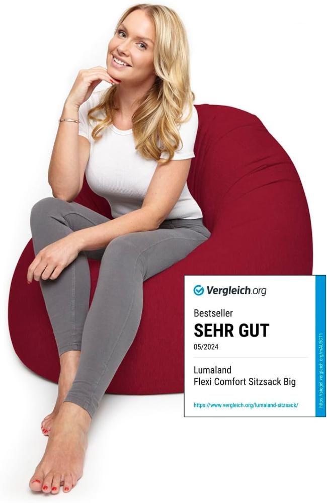 Lumaland Flexi Comfort Sitzsack - Premium Bean Bag Sitzkissen - Medium 142 x 84 cm - Rot Bild 1