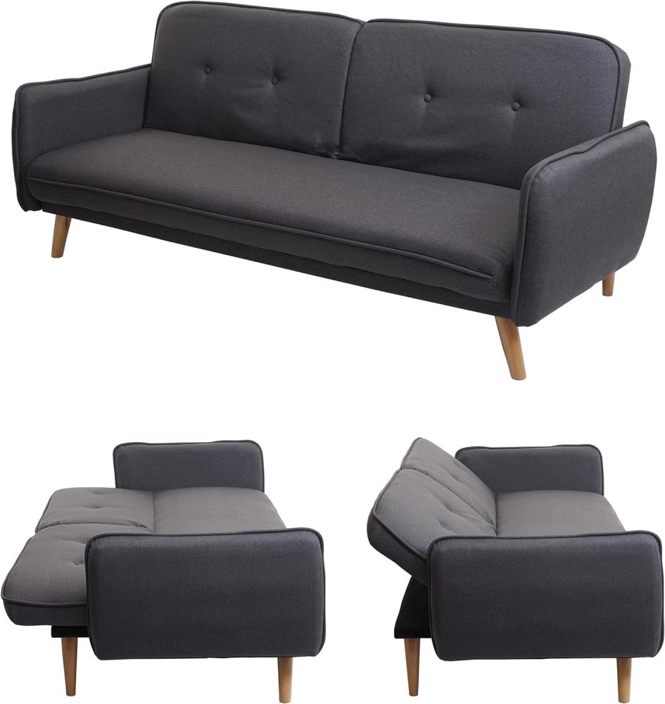 Schlafsofa HWC-J18, Couch Klappsofa Gästebett Bettsofa, Schlaffunktion Stoff/Textil 185cm ~ anthrazit-grau Bild 1