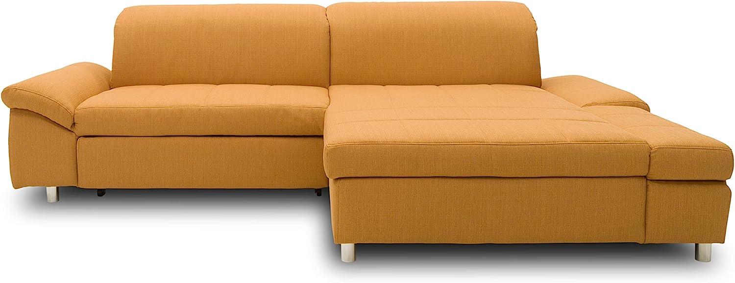 DOMO. collection Mika Ecksofa, Sofa mit Schlaffunktion und Bettkasten in L-Form, Schlafsofa mit Rücken- und Armlehnfunktion, 260x178x80 cm, Polsterecke in gelb Bild 1