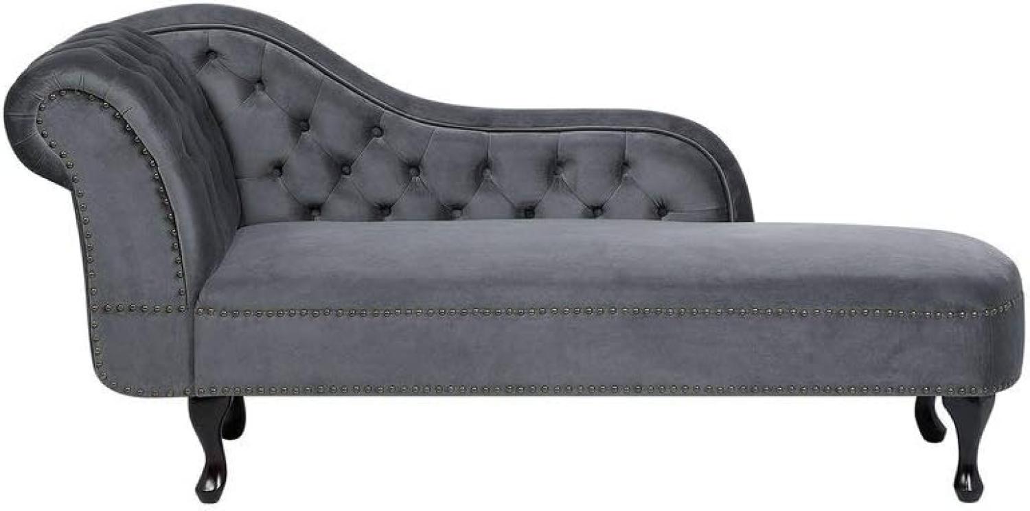 Chaiselongue Samtstoff grau linksseitig NIMES Bild 1