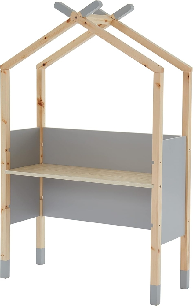 BAÏTA - Erweiterbarer Schreibtisch Tipi Tiny Grau und Kiefer massiv Bild 1