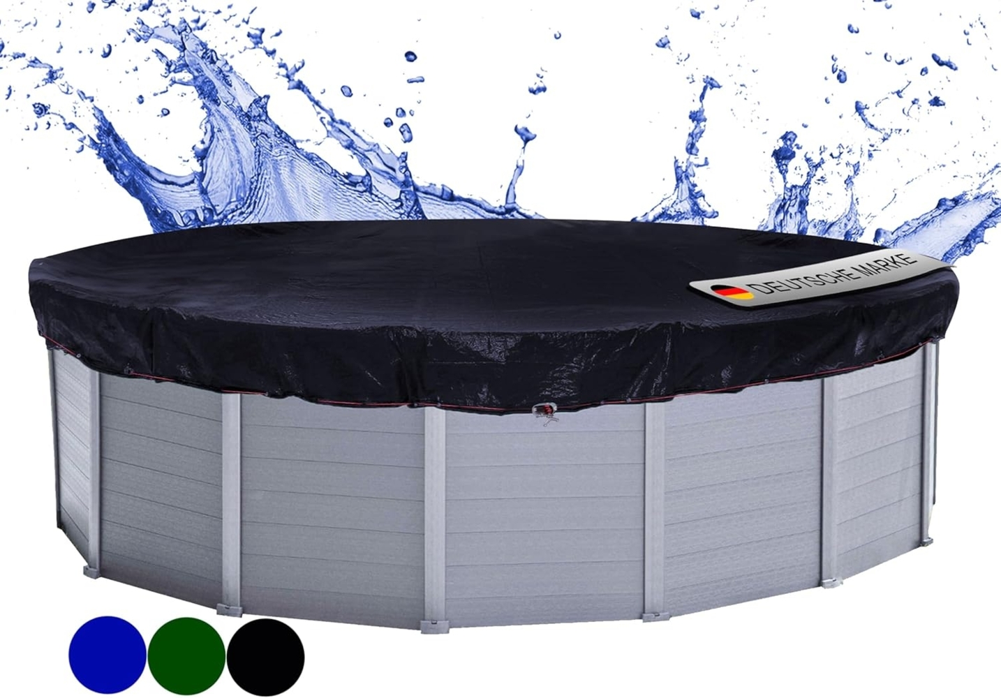 QUICK STAR Poolabdeckung Rund für 500-550 cm Pools | Planenmaß Ø 610 cm | Schwarz | Sommer & Winter Poolplane | Solar Abdeckplane 200g/m² PE Zweifach Beschichtete Abdeckung | Solarplane UV-Resistent Bild 1